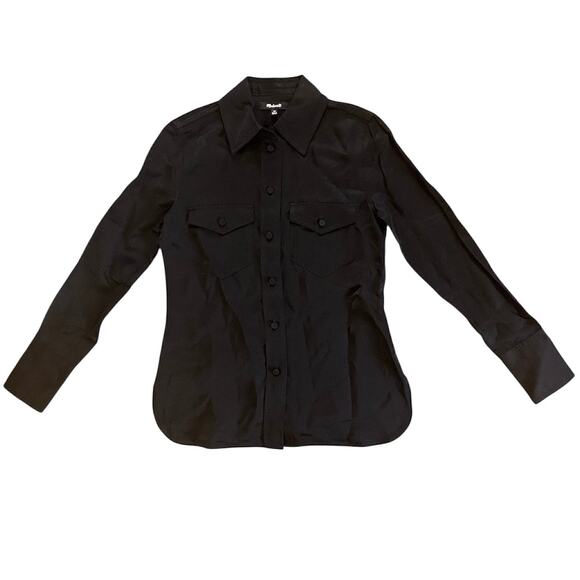 NWOT Madewell Western Shirt in Linen Blend True Black Size 00 - Picture 5 of 9